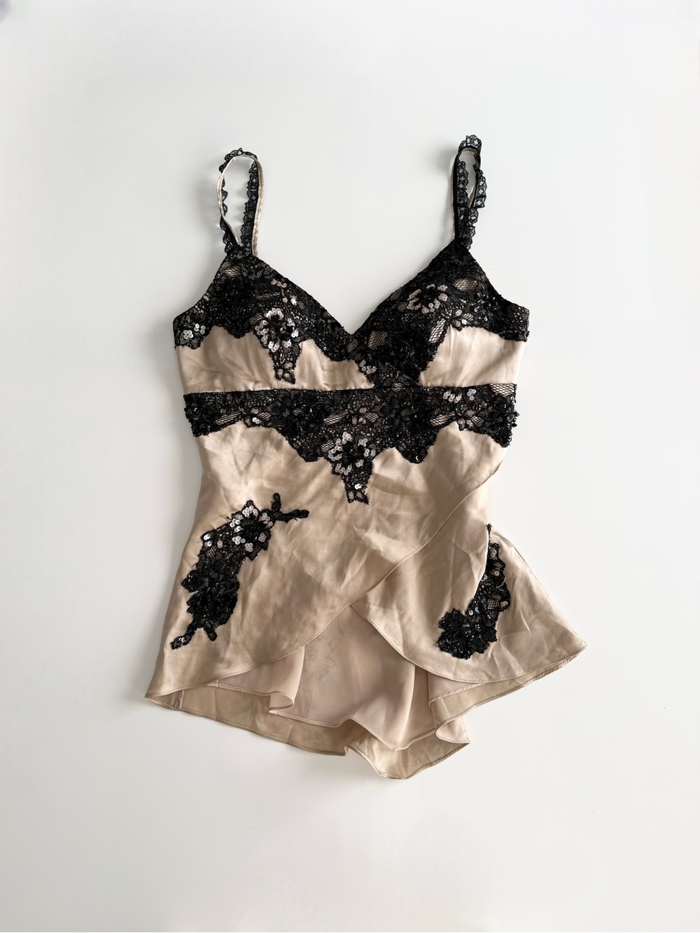 Cartise 100% silk lace sequin camisole